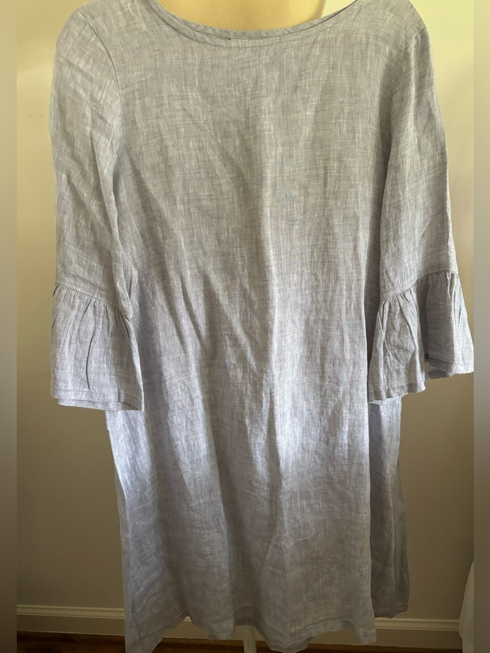 Bryn Walker Light Gray/blue Linen Bell Sleeve Tunic Dress oversized XS